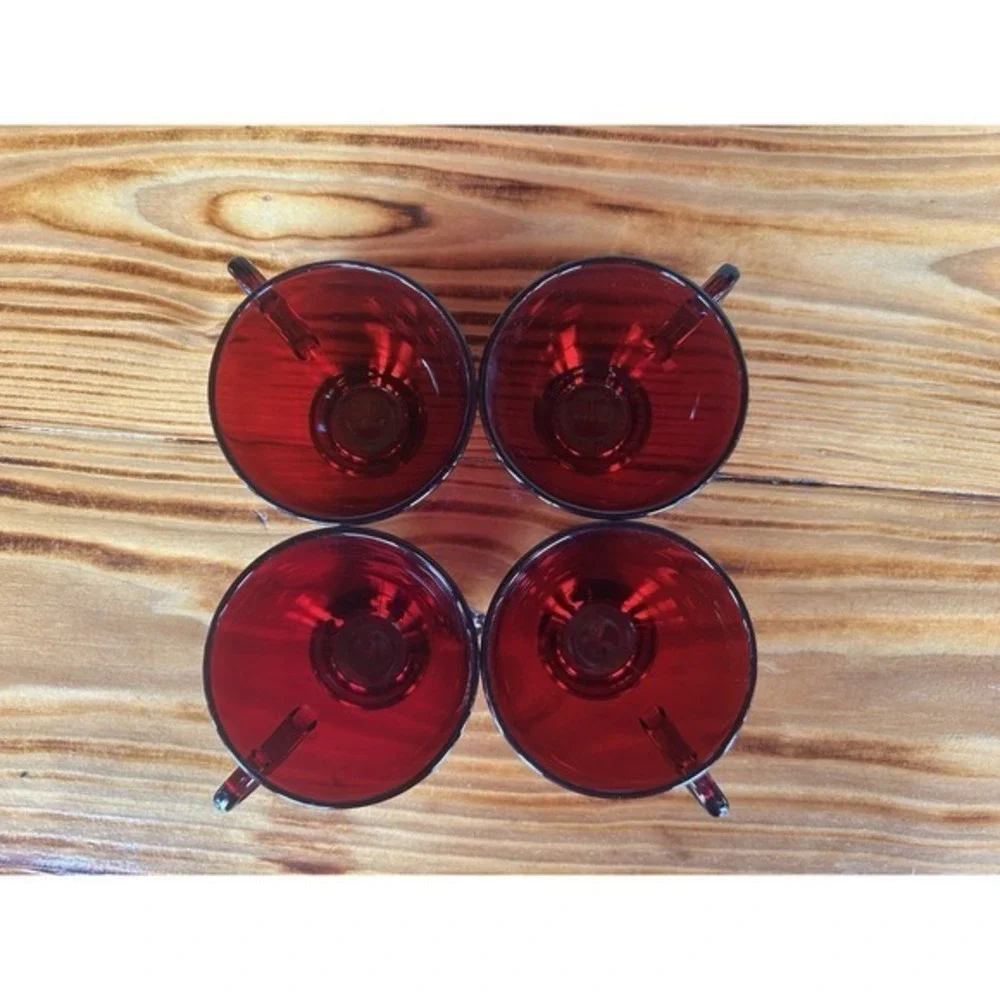 8-PC Vintage Heavy Royal‎ Ruby Red Tea Coffee Cups & Saucer Plates